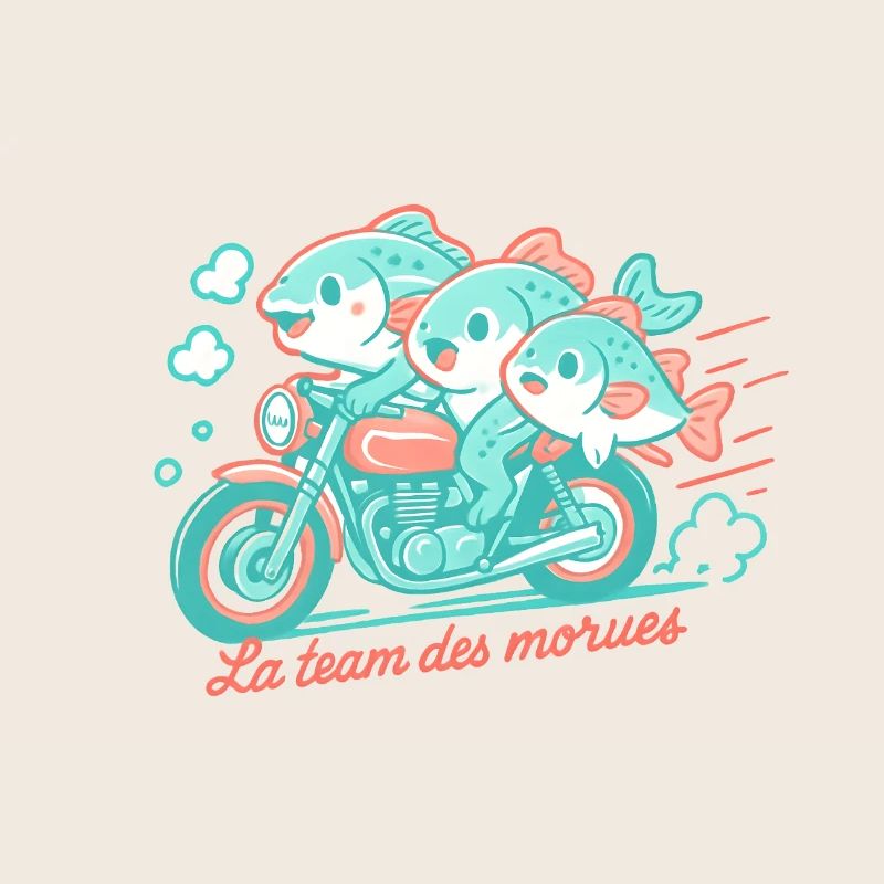 Turquoise cod on a motorcycle