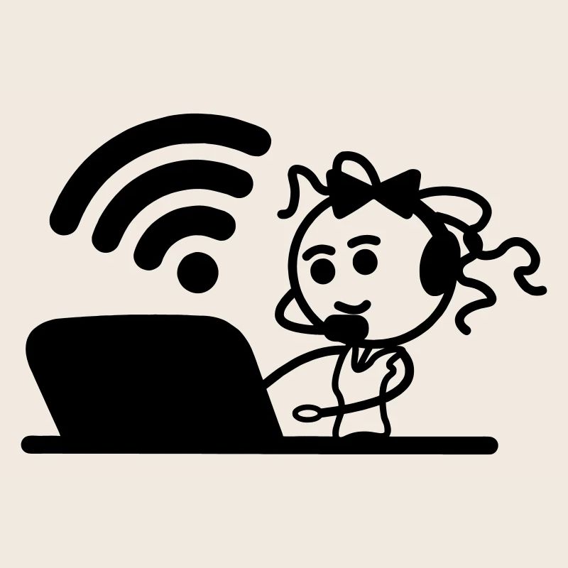 Glückliches Mädchen oder Frau auf Laptop-WLAN