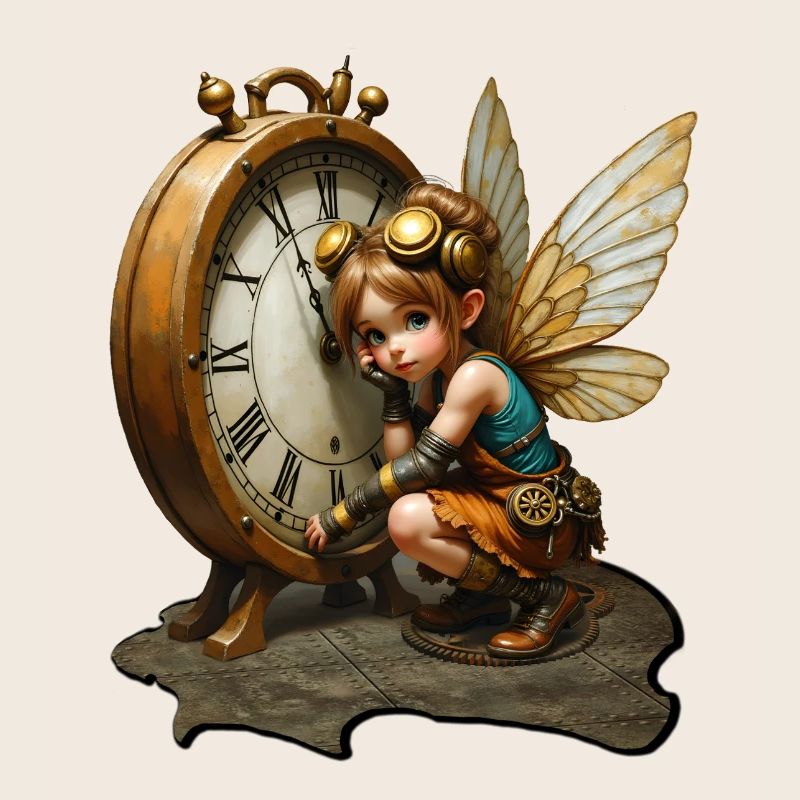 Steampunk-Fee mit antiker Uhr