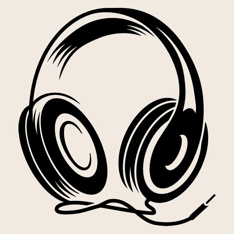 Kopfhörer mit Kabel im Stencil Stil