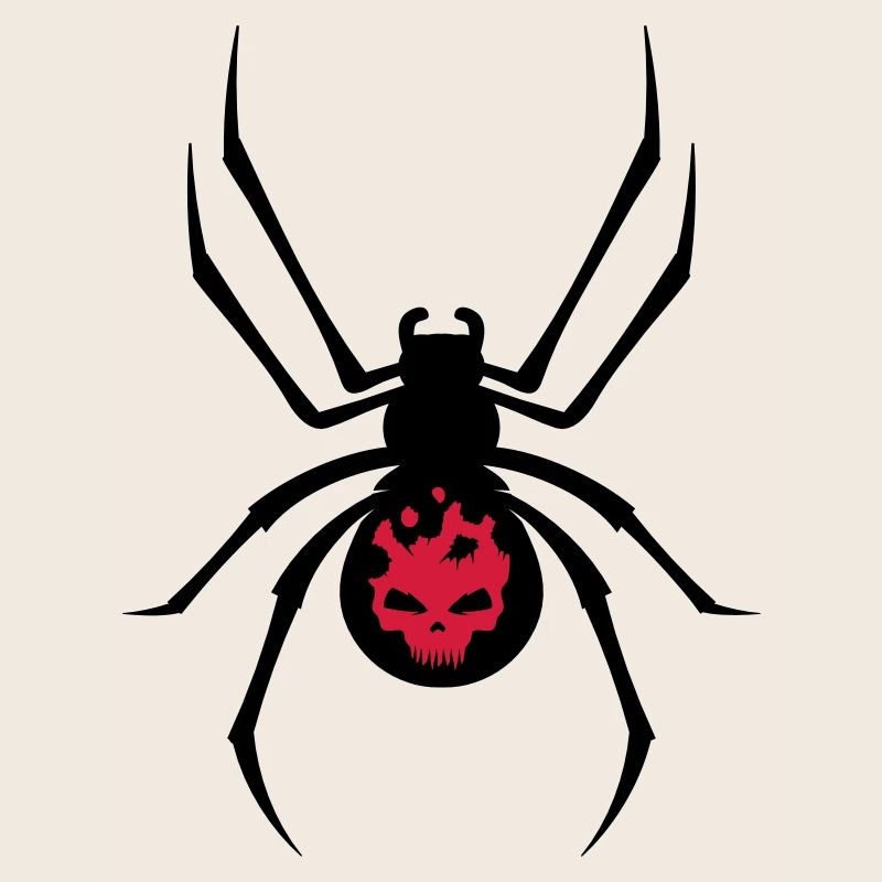 Schwarze Spinne mit Skull Muster