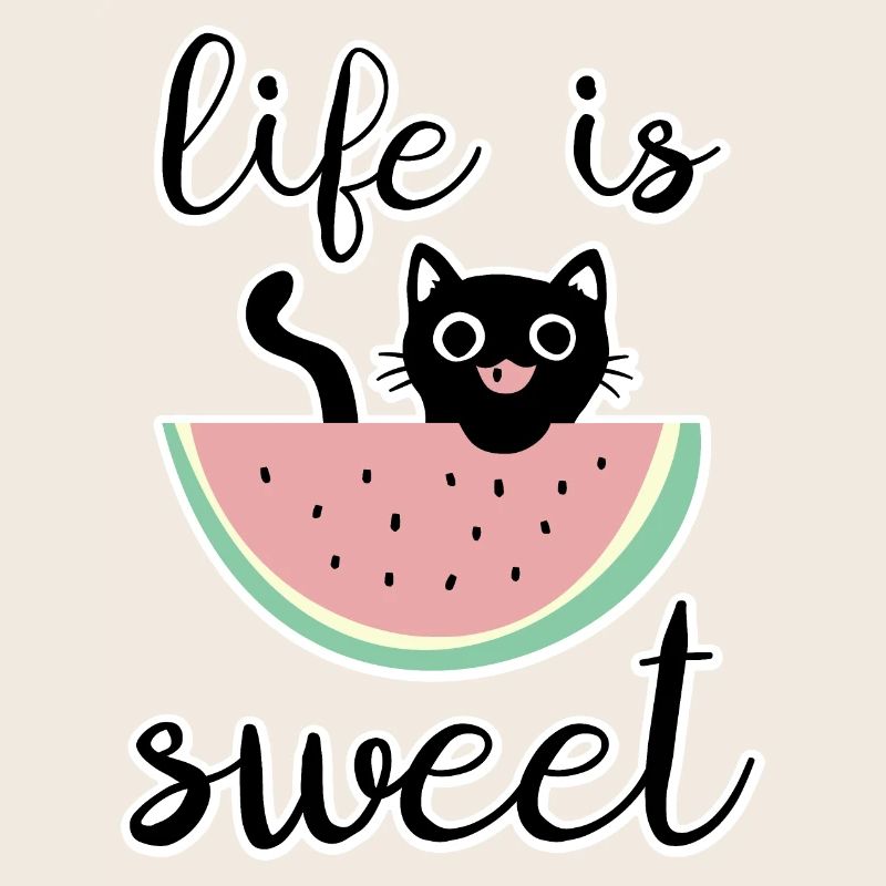 La vie est douce chat avec pastèque