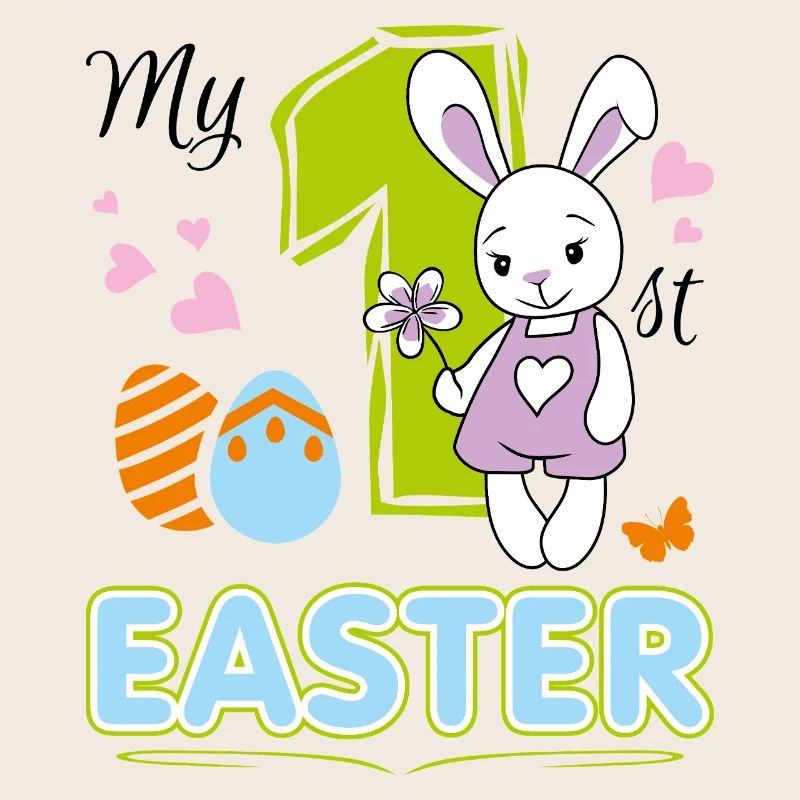My first Easter. Cute design with baby rabbit