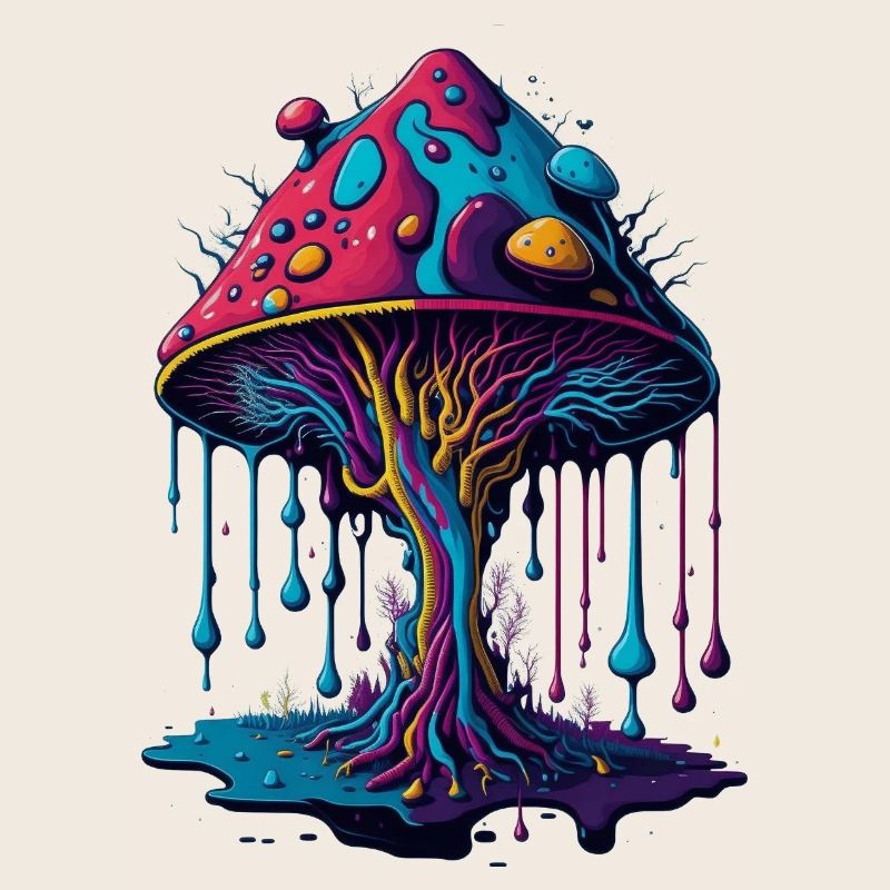 Forêt de champignons psychédélique lumineuse