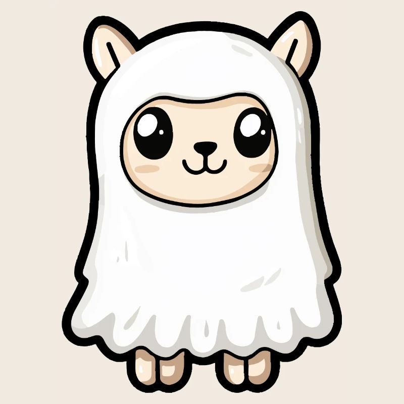 Alpaca Llama Halloween Comic Ghost