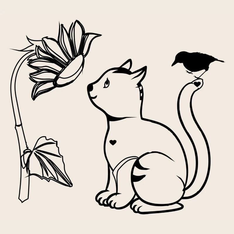 Oiseau fleur de chat
