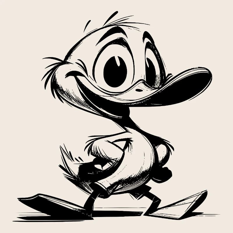 Bébé canard avec dessin de coup de bec géant