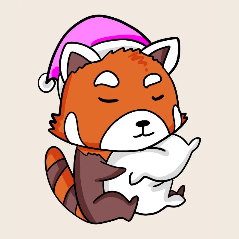 panda roux avec oreiller et bonnet de couchage