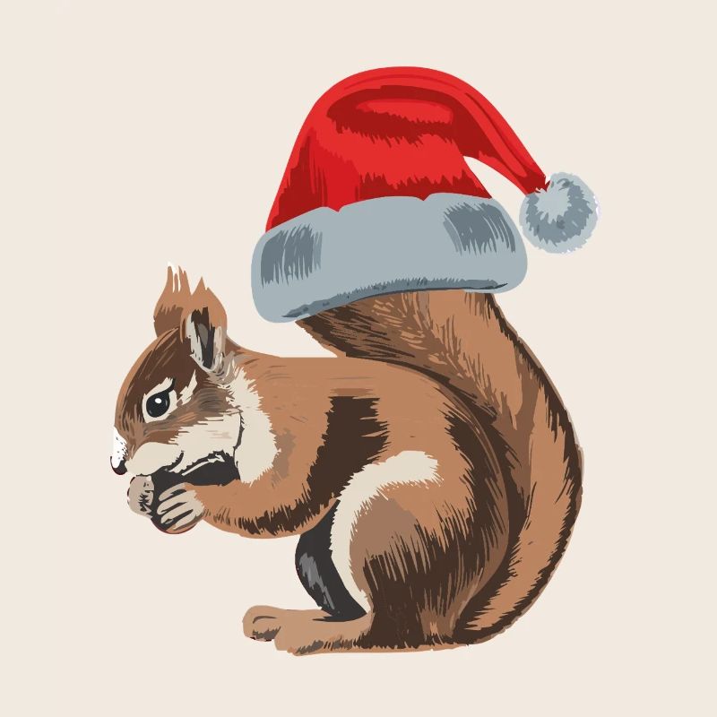 Cute squirrel with Santa hat