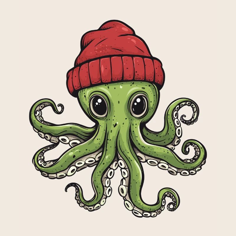 Humorous octopus with hat