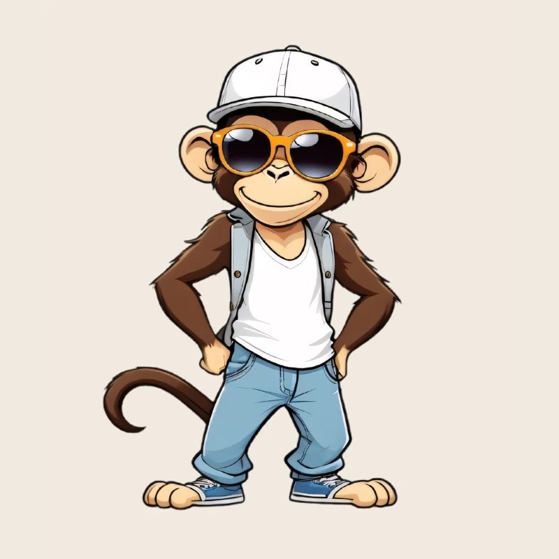 Cool monkey with sunglasses and cap