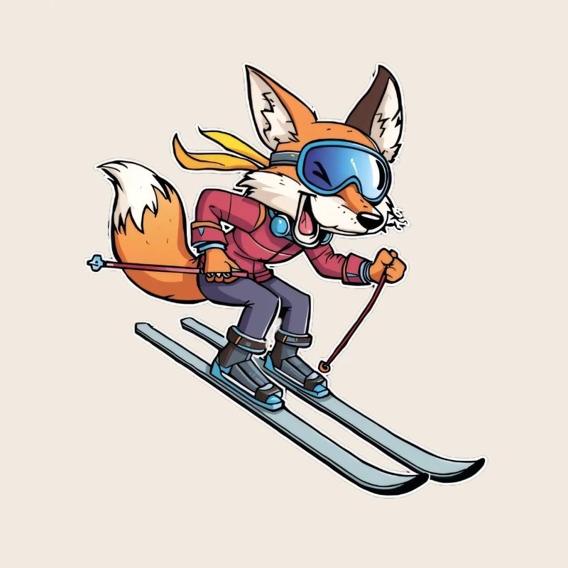 Adventure fox while skiing