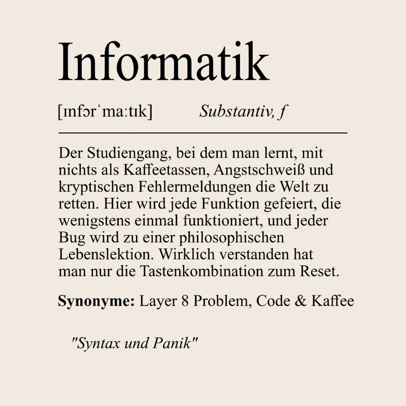 Unispruch "Informatik" Student Geschenk, Studenten