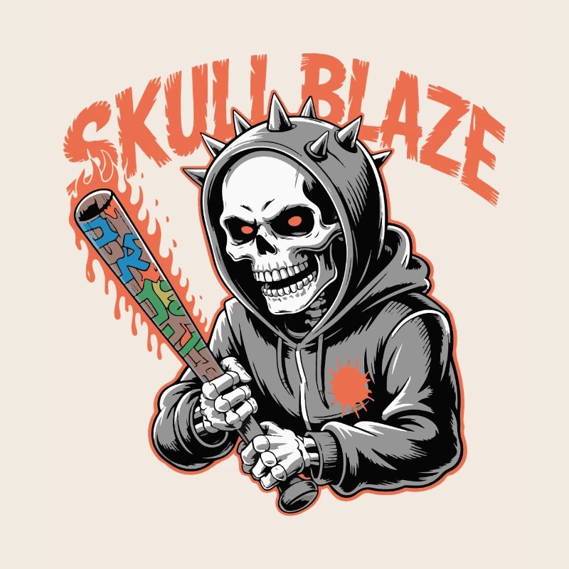Skull Blaze Graffiti Skull