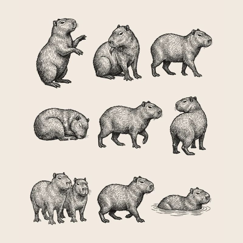 Silhouettes de capybara dans la conception forestière