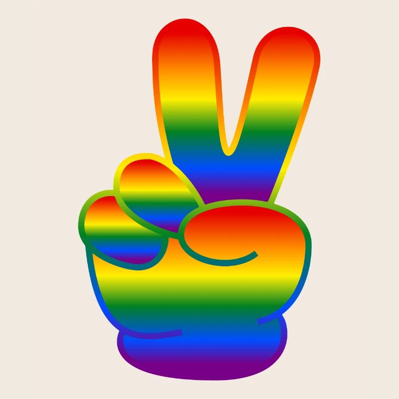 Rainbow Hand Peace Sign