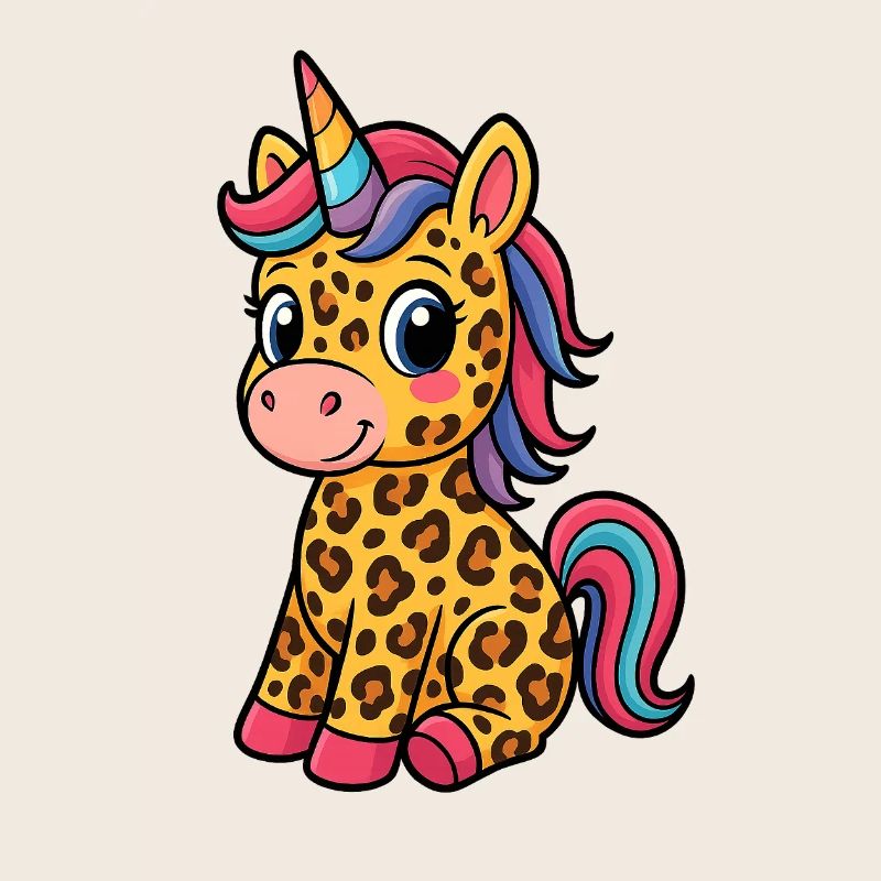 Licorne léopard - Conception de dessin animé mignon
