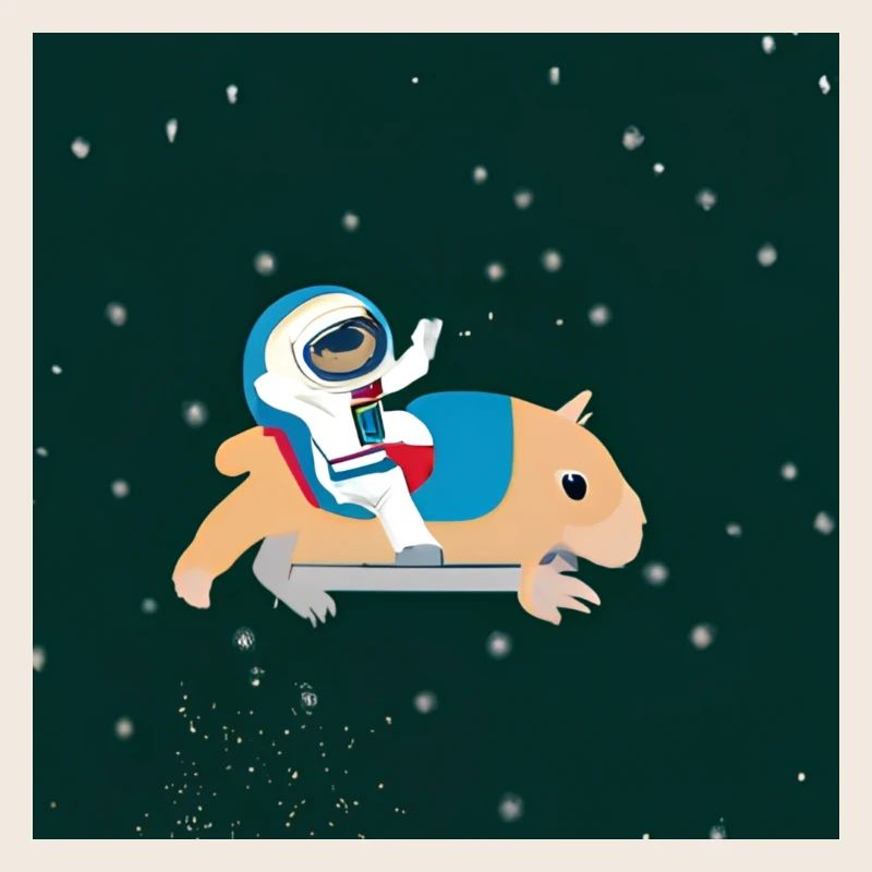 Astronaute sur un capybara spatial