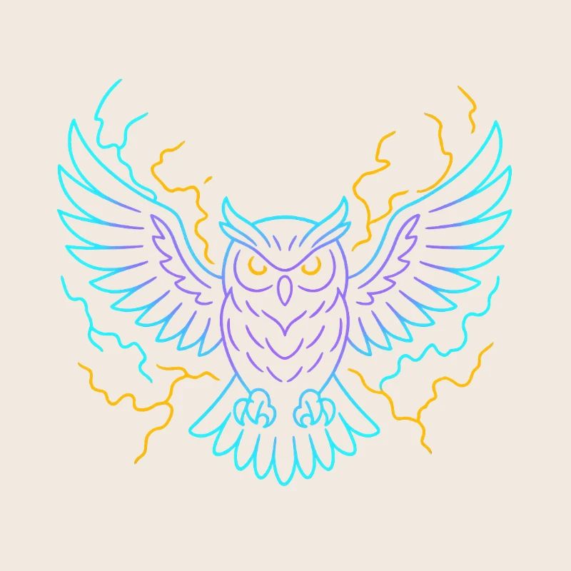 Neon-Eule mit Blitzen