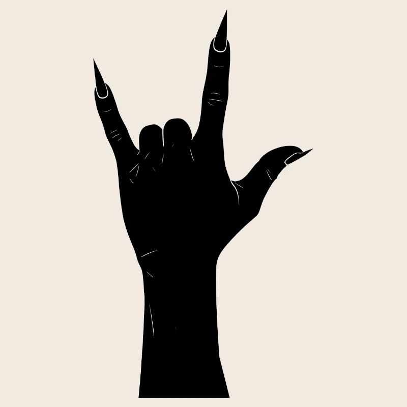 Silhouette de la main rocheuse avec cornes