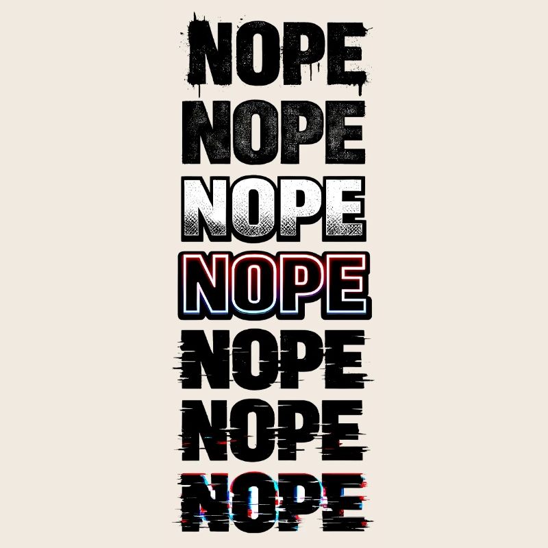 Nein, Neon-Glitch-Textstack