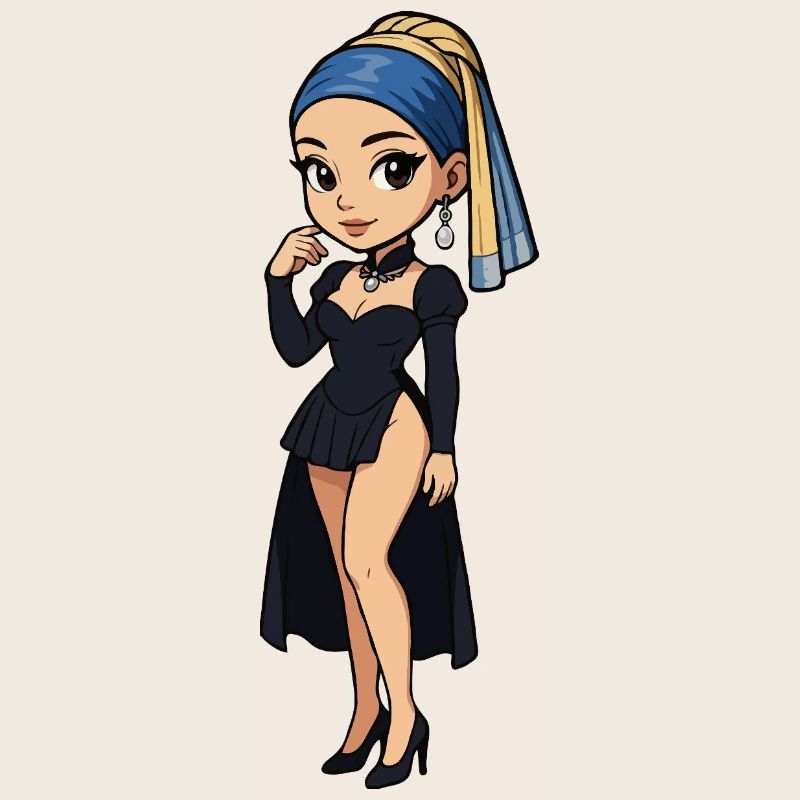 Mädchen mit Perlenohrring Chibi Super Deformed