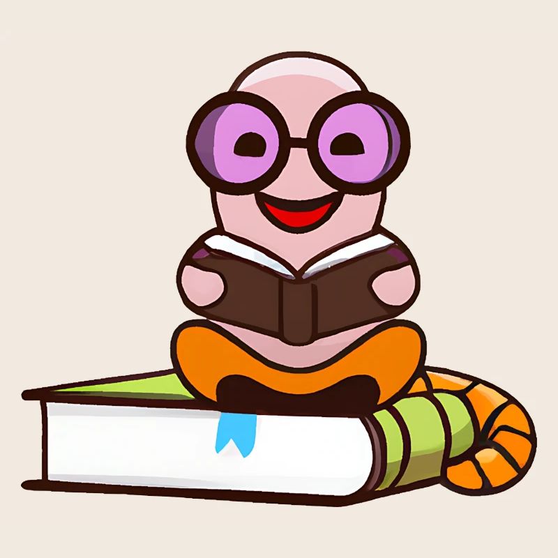 Nerd Bücherwurm liest Bücher