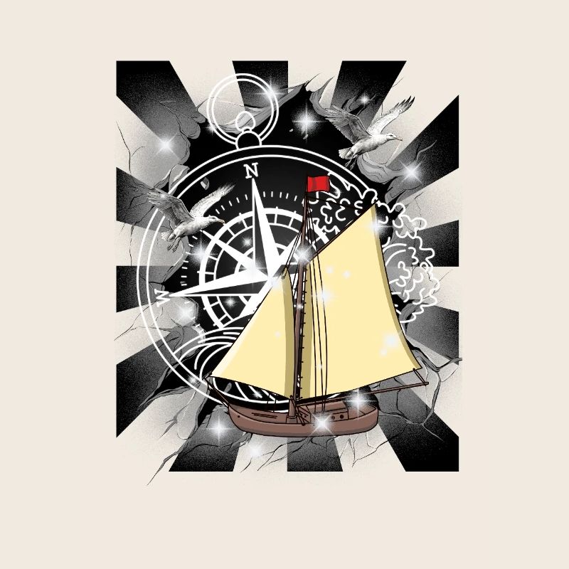 Retro Sailing Ship Ship Compass