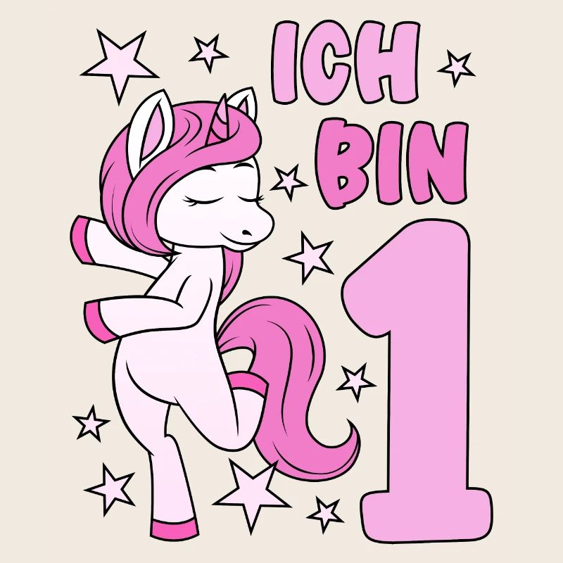 1. Geburtstag Mädchen süßes rosa Einhorn Ich bin 1