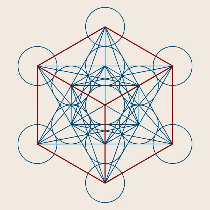 Le cube de Metatron - rouge bleu
