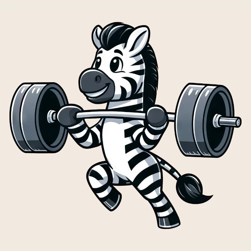 Strong zebra doing dumbbell workout