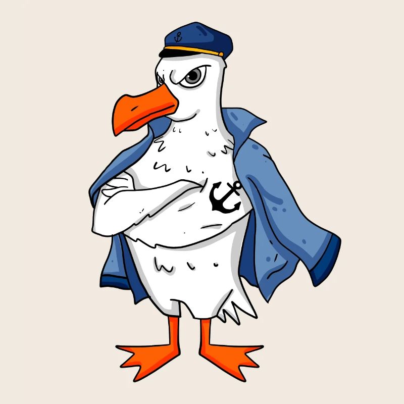 Muskelöse Seemöwe mit Anker Tattoo Möwe Geschenk