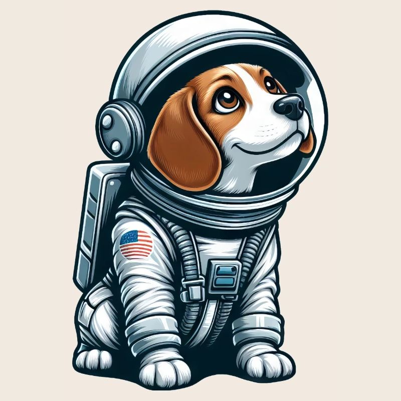 Beagle astronaut in space