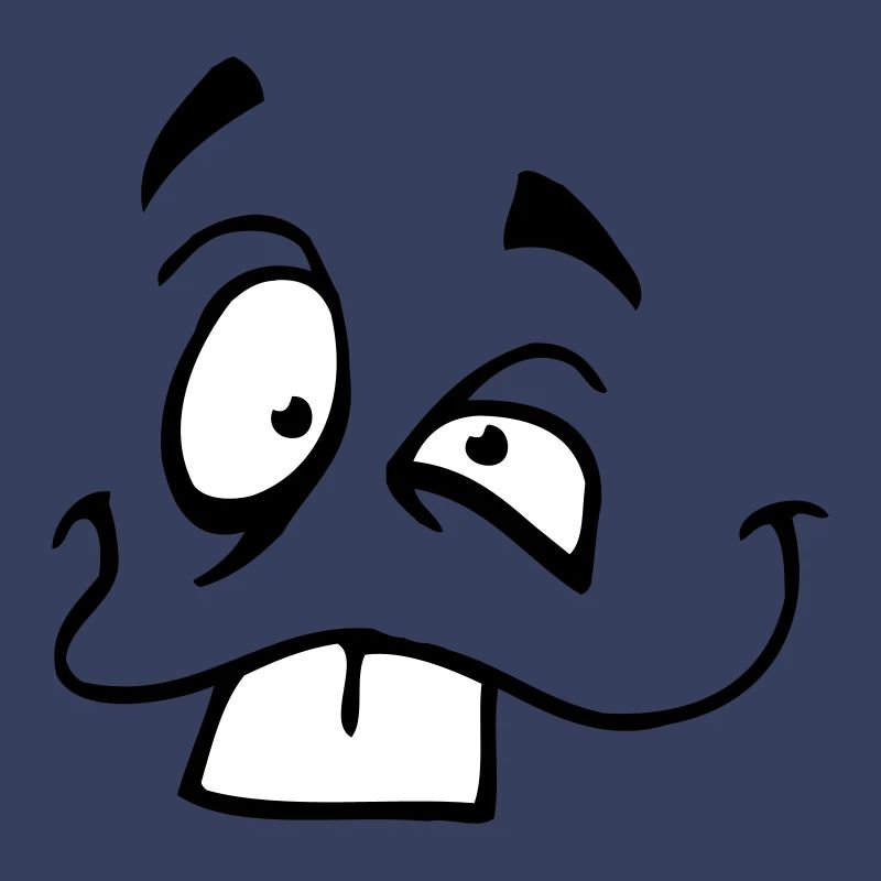 Smiling comic face with big bunny teeth