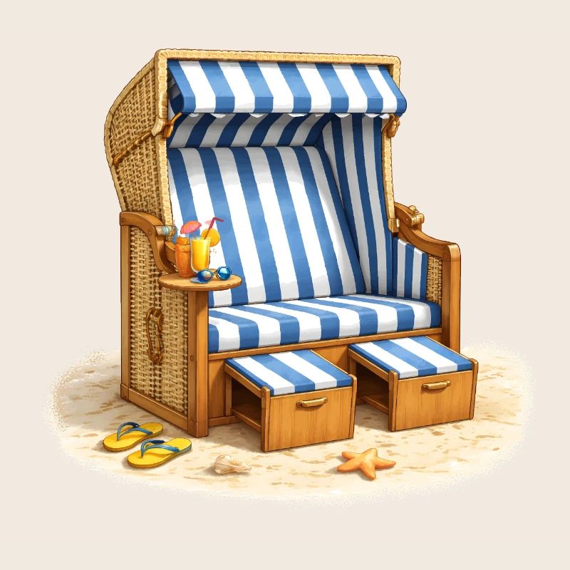 Chaise longue de plage dans le sable avec une boisson d’été