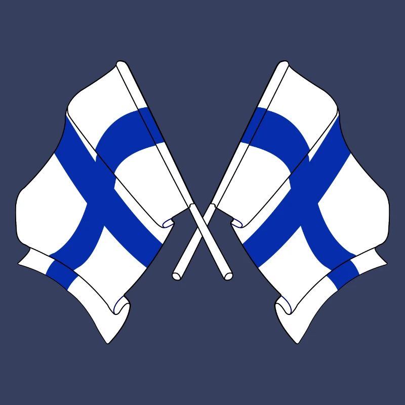 Deux drapeaux de la Finlande croisés
