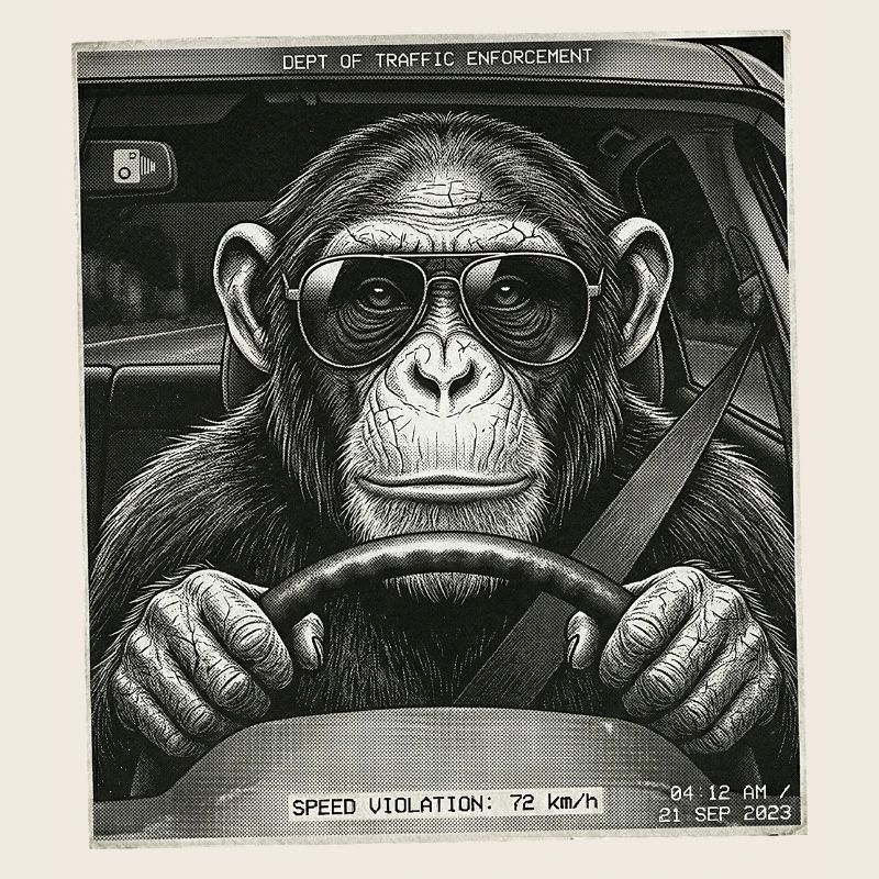 Les radars piégeaient le chauffeur de voiture singe
