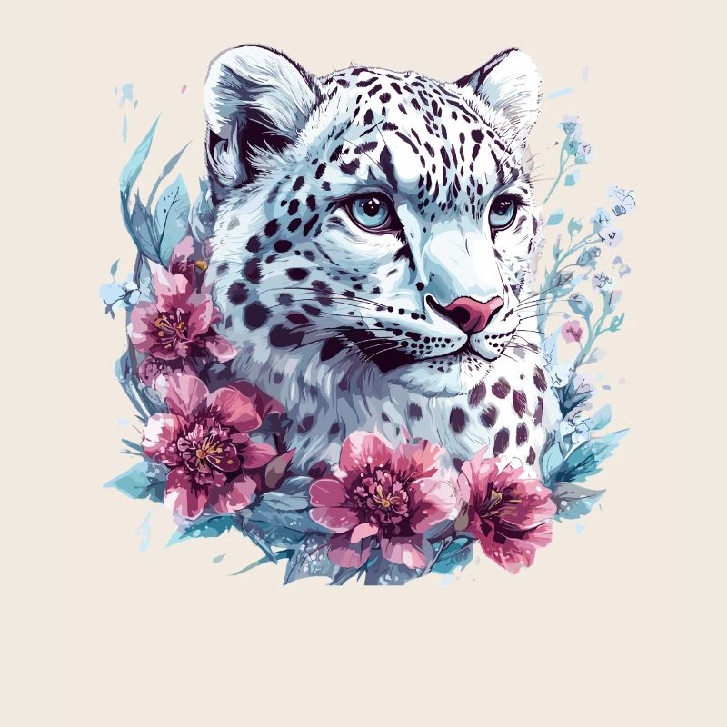Visage de léopard avec couronne florale