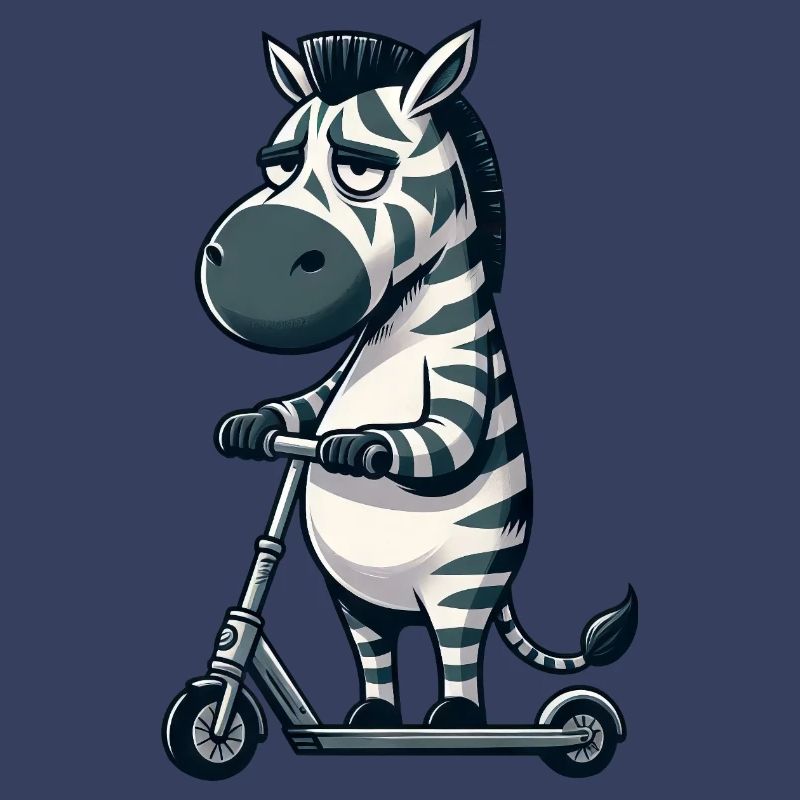 Grumpy Zebra Scooter Comic Scooter Fun