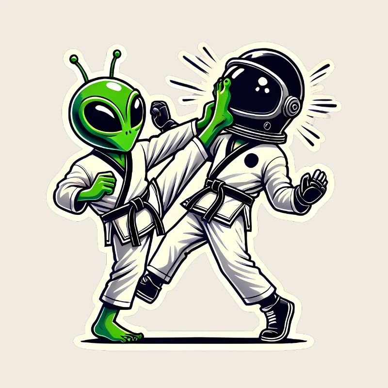 Bataille de karaté Alien vs Astronaute