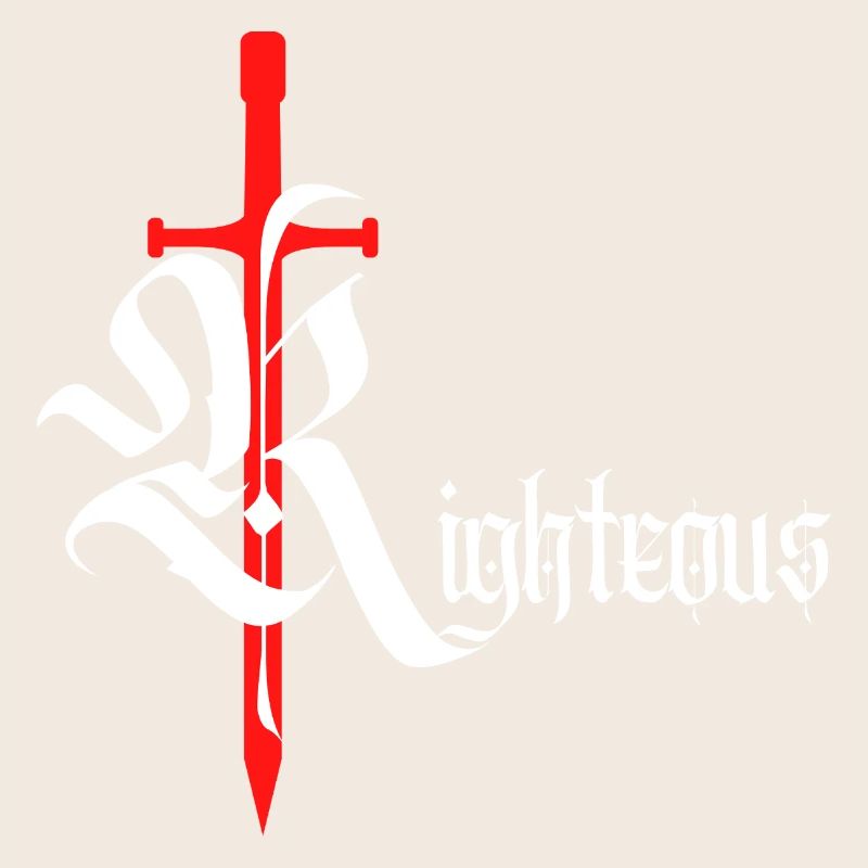 Gothique Righteous Design avec épée avec texte blanc