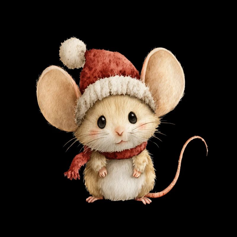 Petite Souris de Noël – Dessin Doux et Joyeux