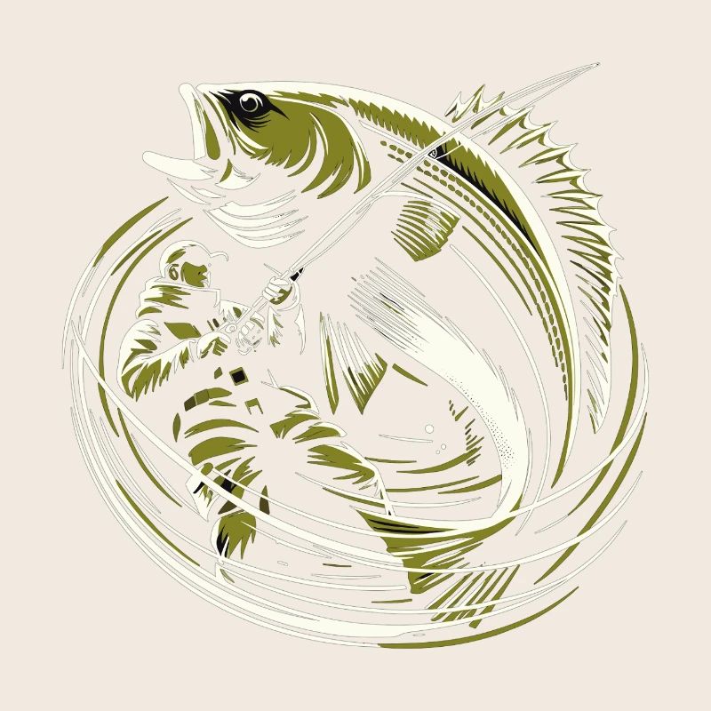 Fishing Angler Cod Giant Fish Olive Green Gift