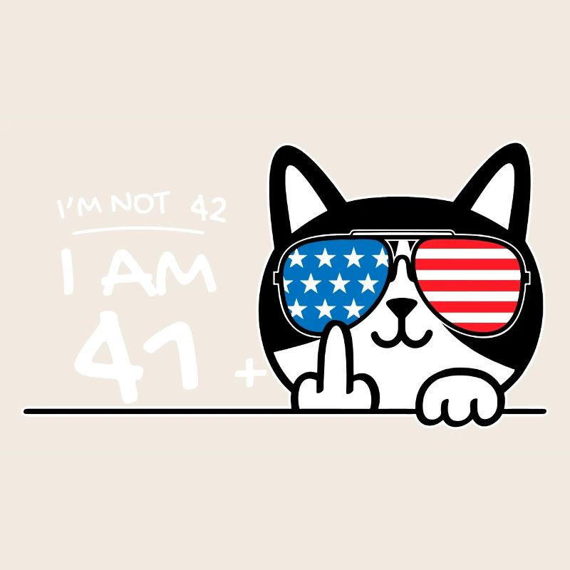 Ich bin nicht 42, ich bin 41 plus 1 Mittelfinger Katzenflipp