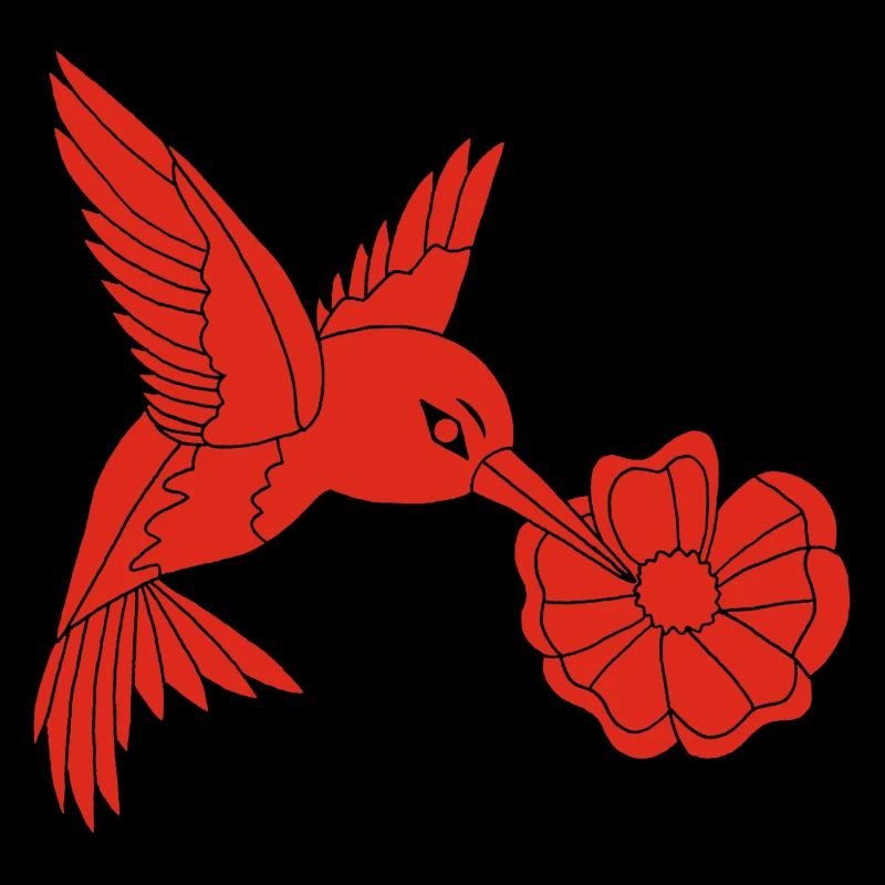 Red Foraging Bird