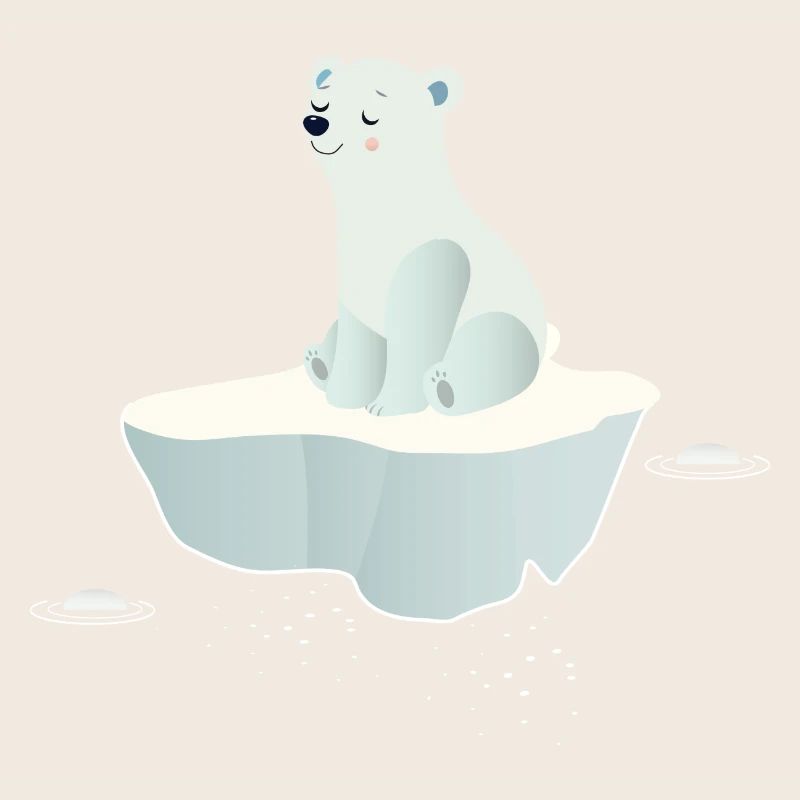 Träumender Eisbär auf einer Eisscholle