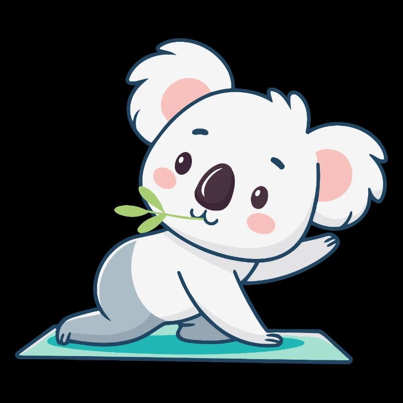 Koala kawaii sur tapis vert