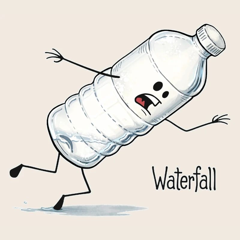 Waterfall – Fallende Wasserflasche Cartoon