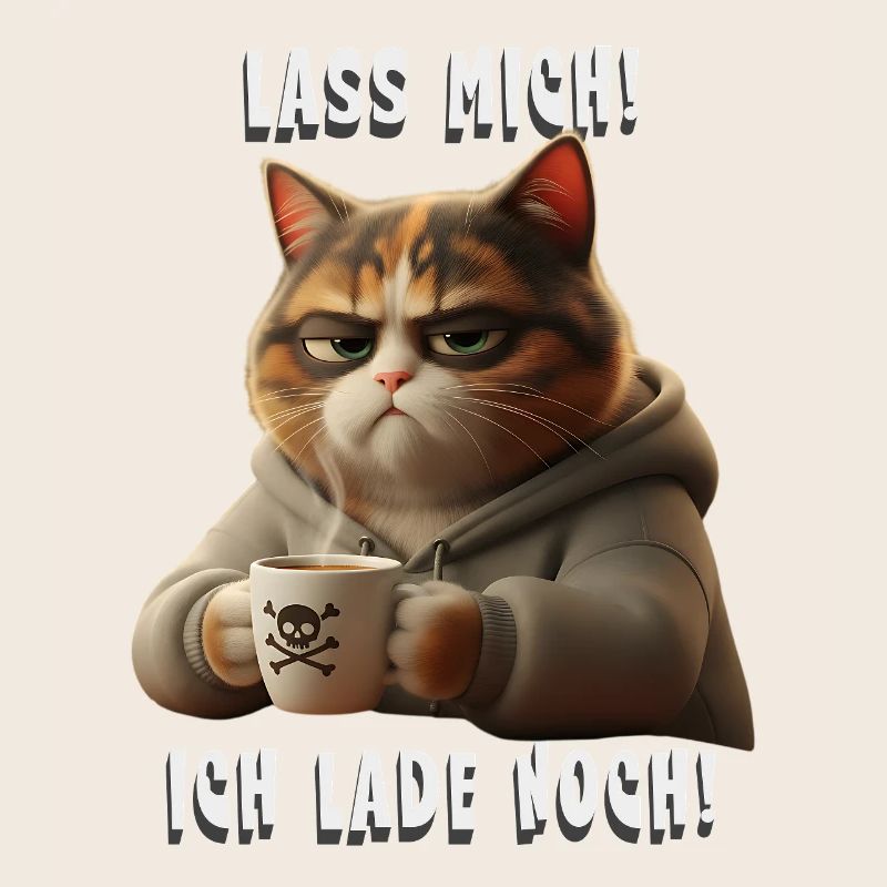 Grumpy Katze mit Kaffee Hoodie Morgenmuffel