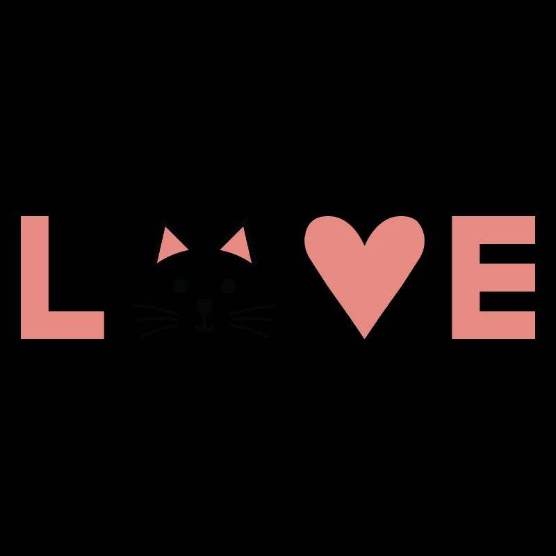 LOVE mit Katzengesicht – Minimalistisches Design